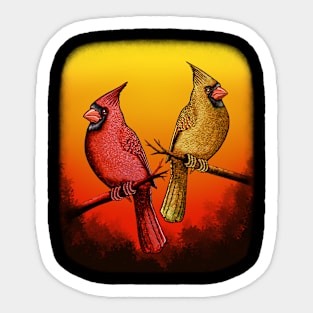 Red Cardinal bird cute red birds Sticker